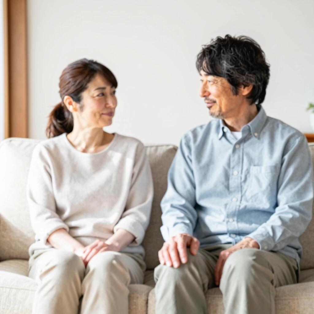 穏やかに会話する幸せな夫婦の様子