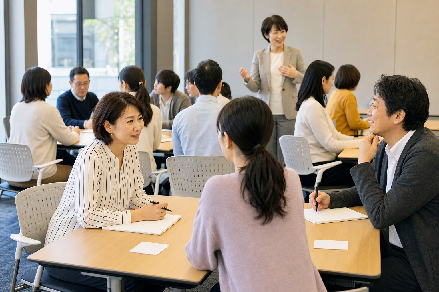 家族カウンセリングの研修会で学ぶ参加者たちの様子