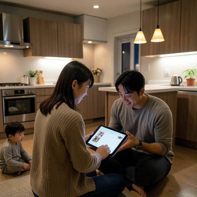 家族の予定を共有する共働き夫婦
