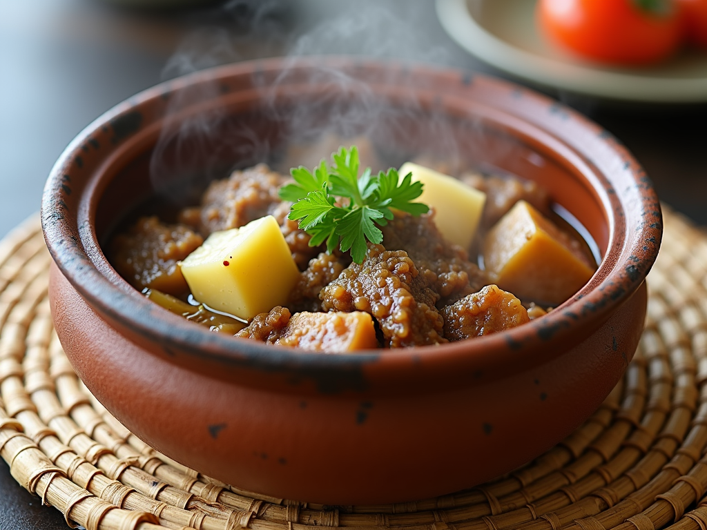 土鍋でできた温かい肉じゃが