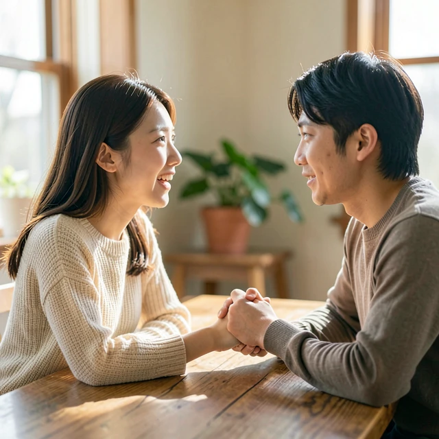 夫婦が心を通わせて話し合う瞬間
