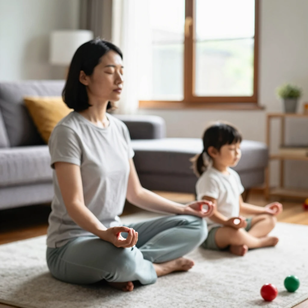 親子でマインドフルネスを実践する様子
