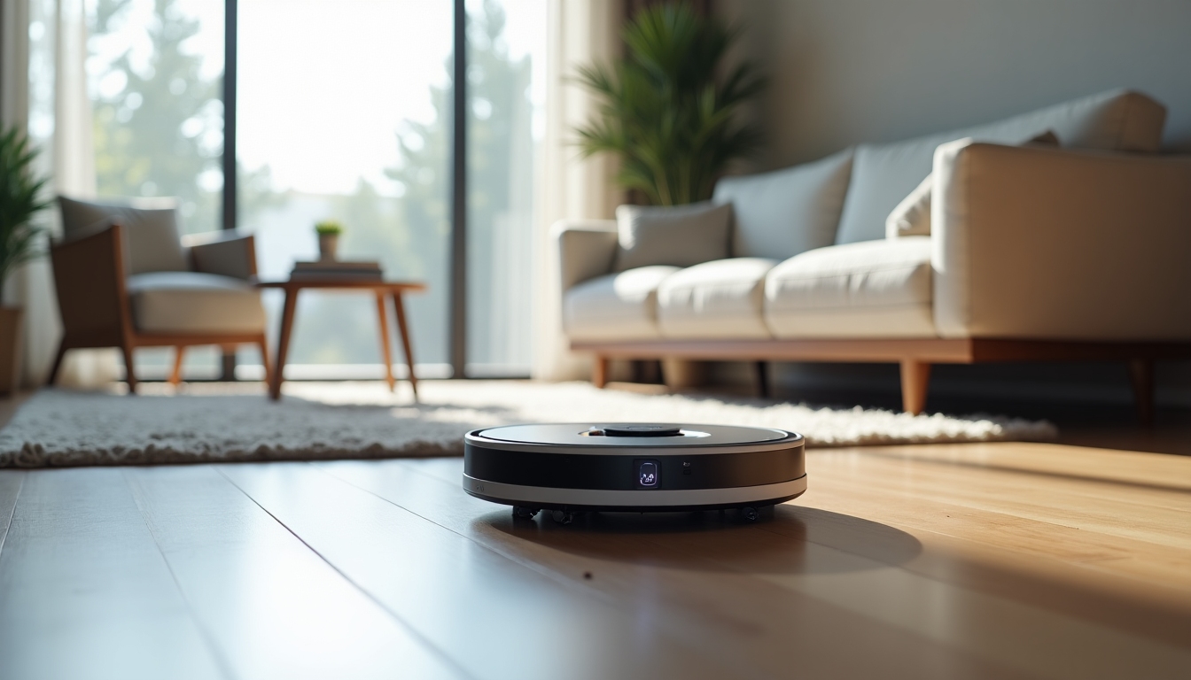 High-tech robot vacuum cleaner.