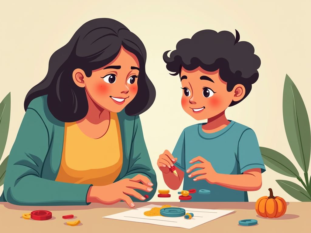 親と子どもが一緒にプロジェクトに取り組んでいる様子