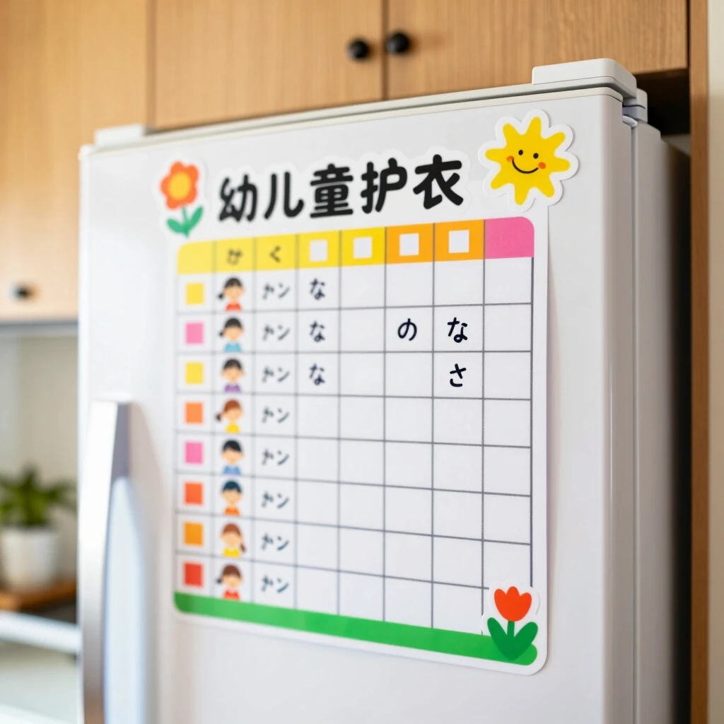 冷蔵庫に貼られた家族の家事分担表