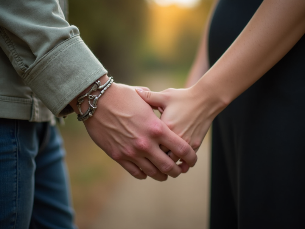 夫婦が手を握り合っている様子