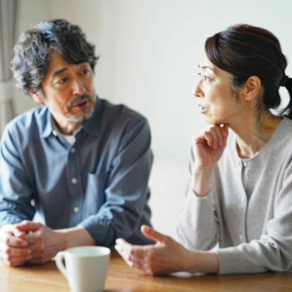 相手の話を積極的に聴く夫婦のイメージ