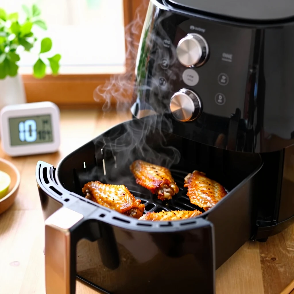 エアフライヤーで手軽に揚げ物を作る様子