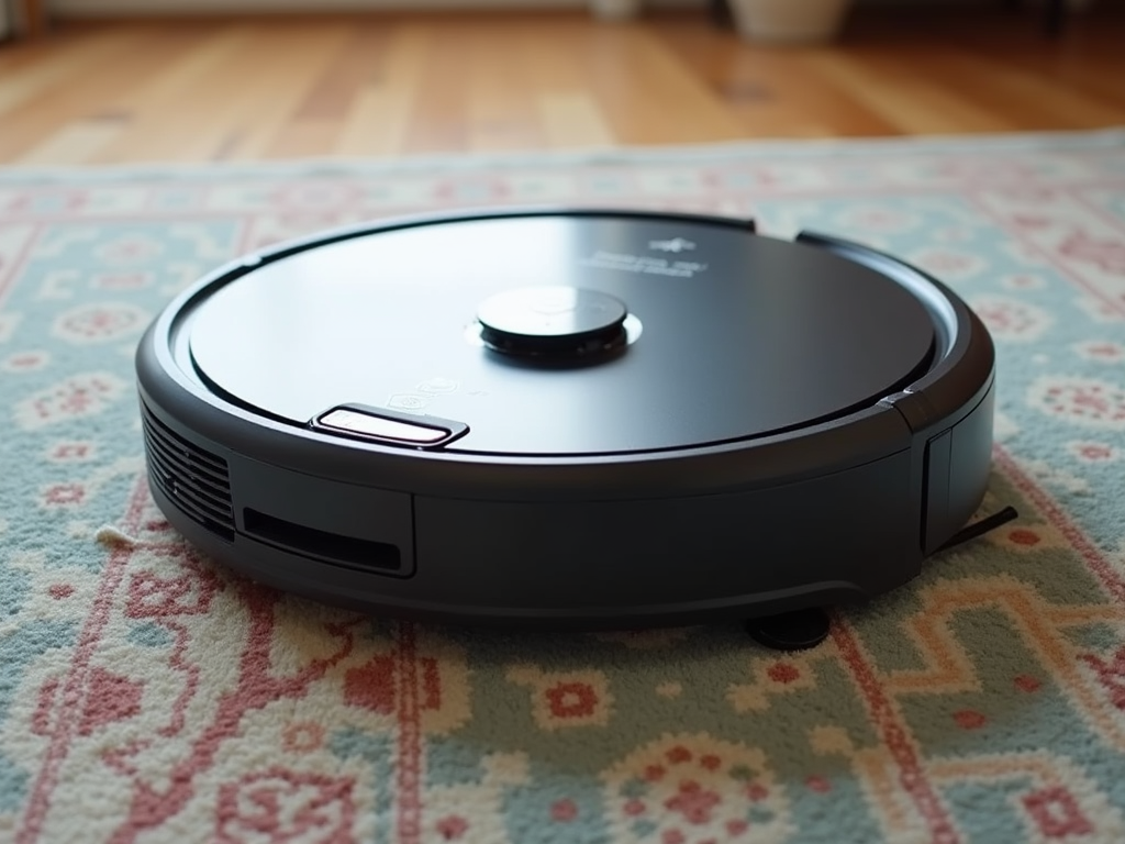 カーペットに引っかかったロボット掃除機