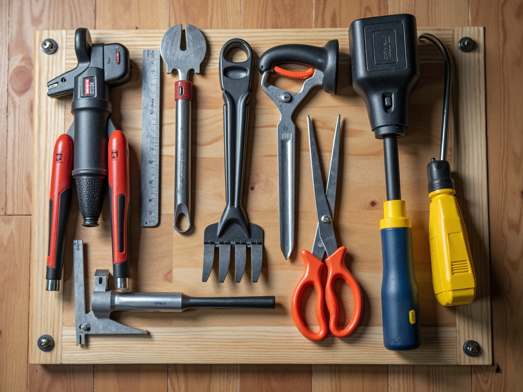 家事の道具を整理する様子