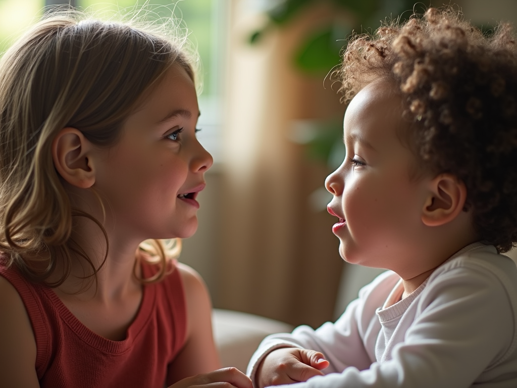 親が子どもの話を聞いているシーン