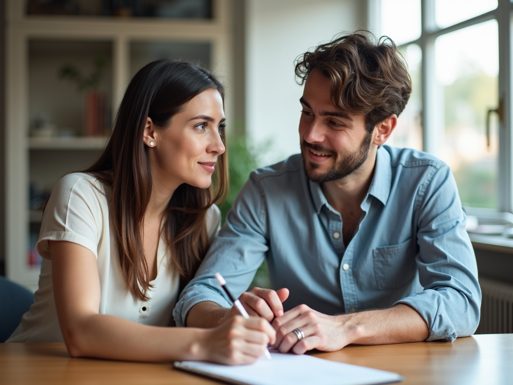 夫婦が問題解決のために話し合っている様子
