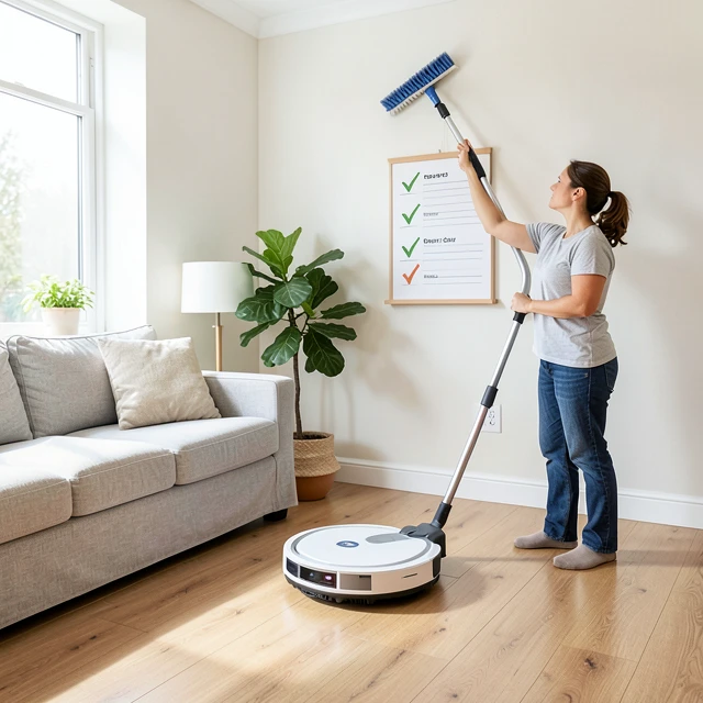 ロボット掃除機を活用した効率的な掃除のシーン