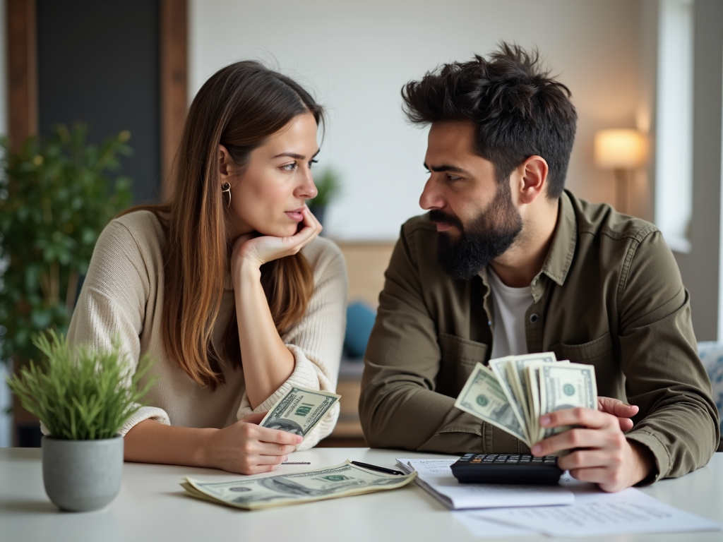 お金について口論する夫婦