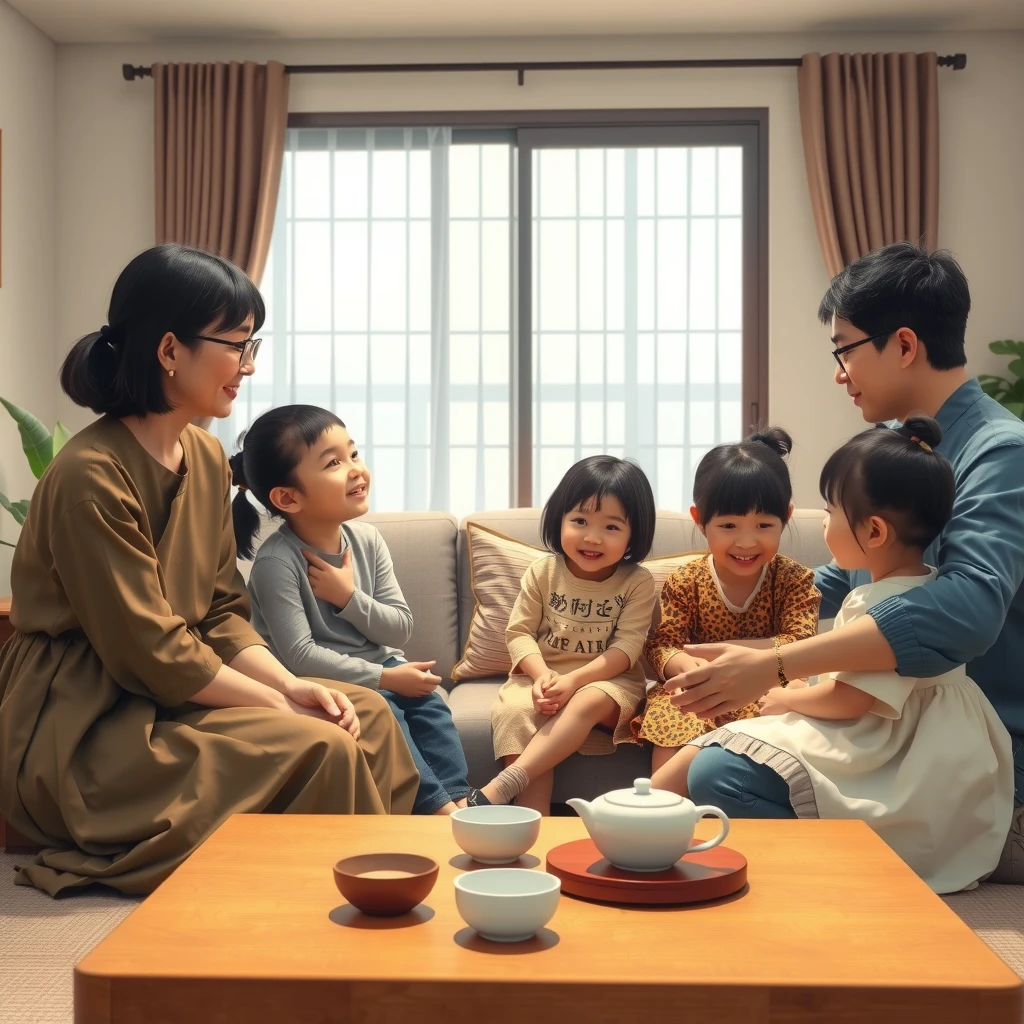 温かなリビングで家族が心を通わせる様子