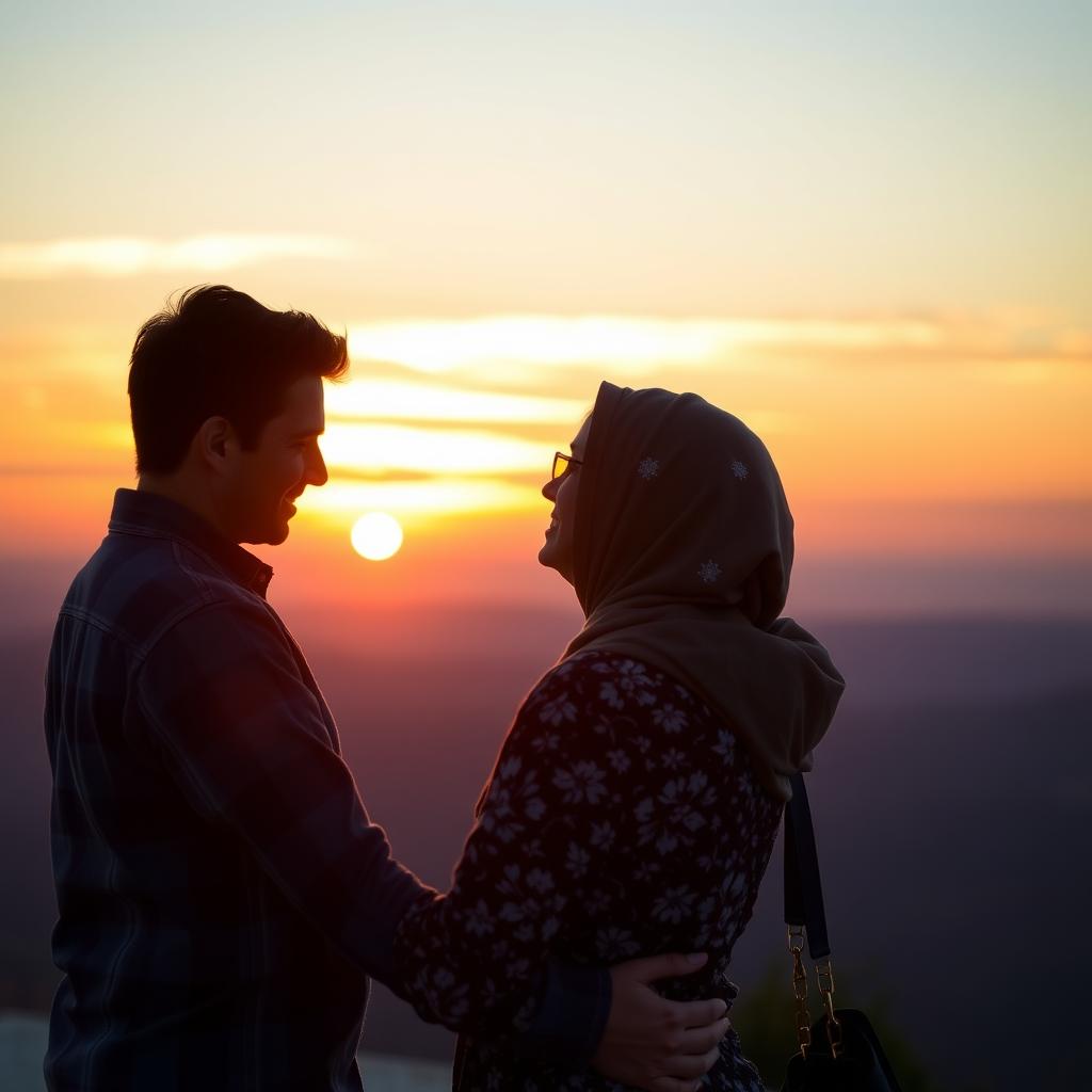 抱き合う夫婦