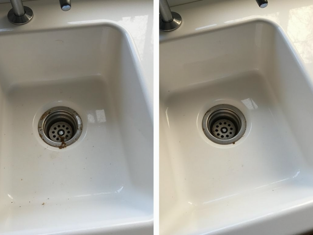 定期的な掃除で水垢のないキッチンシンクの写真